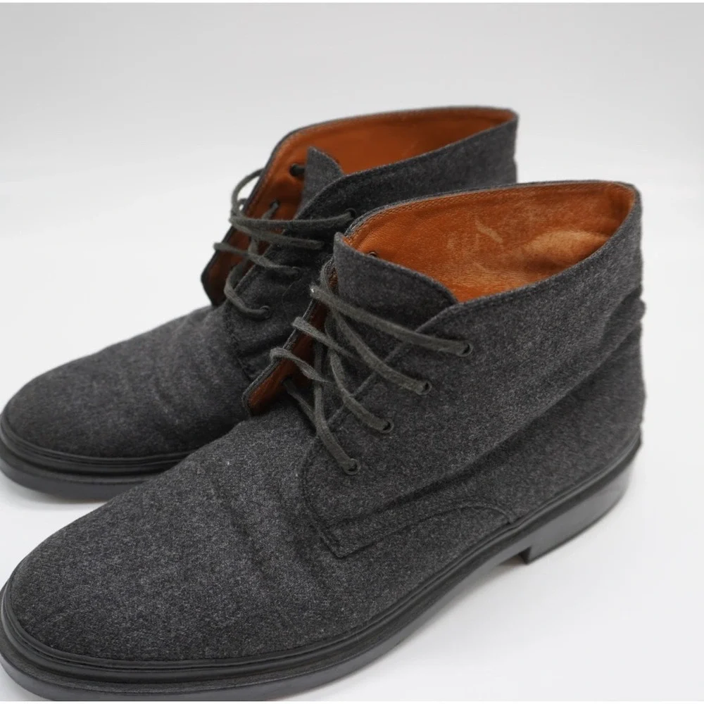 Tods Mens Charcoal Grey Wool Chukka Boots Leather Lined Made in Italy Size 39.5
